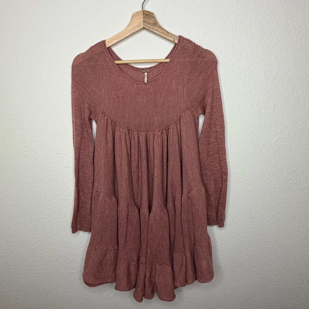 Free People Midnight Ruffles Swingy Tiered Tunic Sweater Top - Picture 2 of 6